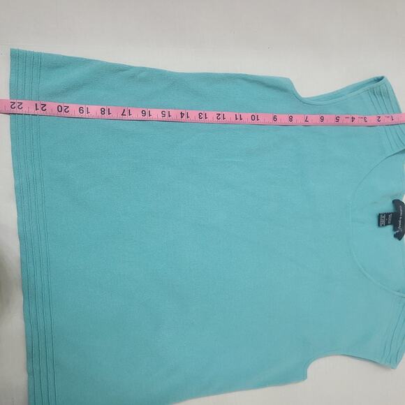 Cable & Gauge Womens Top Large Blue Knit Blouse Sleeveless - Picture 6 of 8